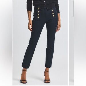 Derek Lam 10 Crosby Sailor Cropped Pants Black Gold Button Size 2 $375
